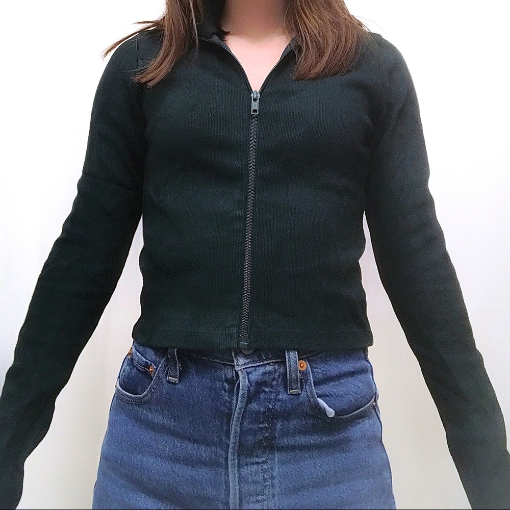 Brandy Melville/John Galt Green Zip Cardigan